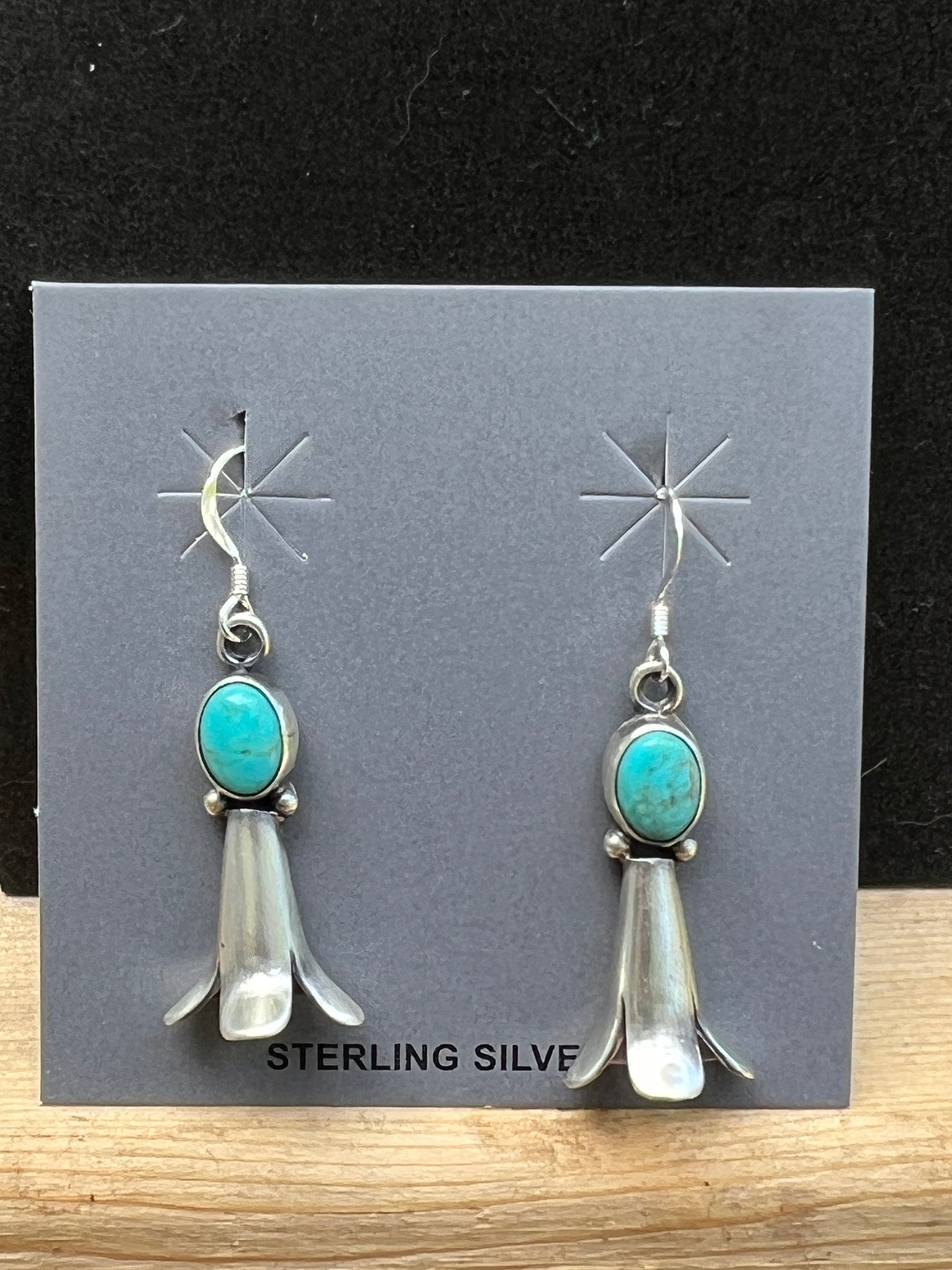 Navajo Handmade Kingman Turquoise Earrings - Robinson Martinez