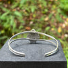 Spade Carved Cotton Candy Turquoise Bangle — Sterling Silver