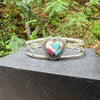 Cotton Candy Turquoise Heart Bangle — Sterling Silver