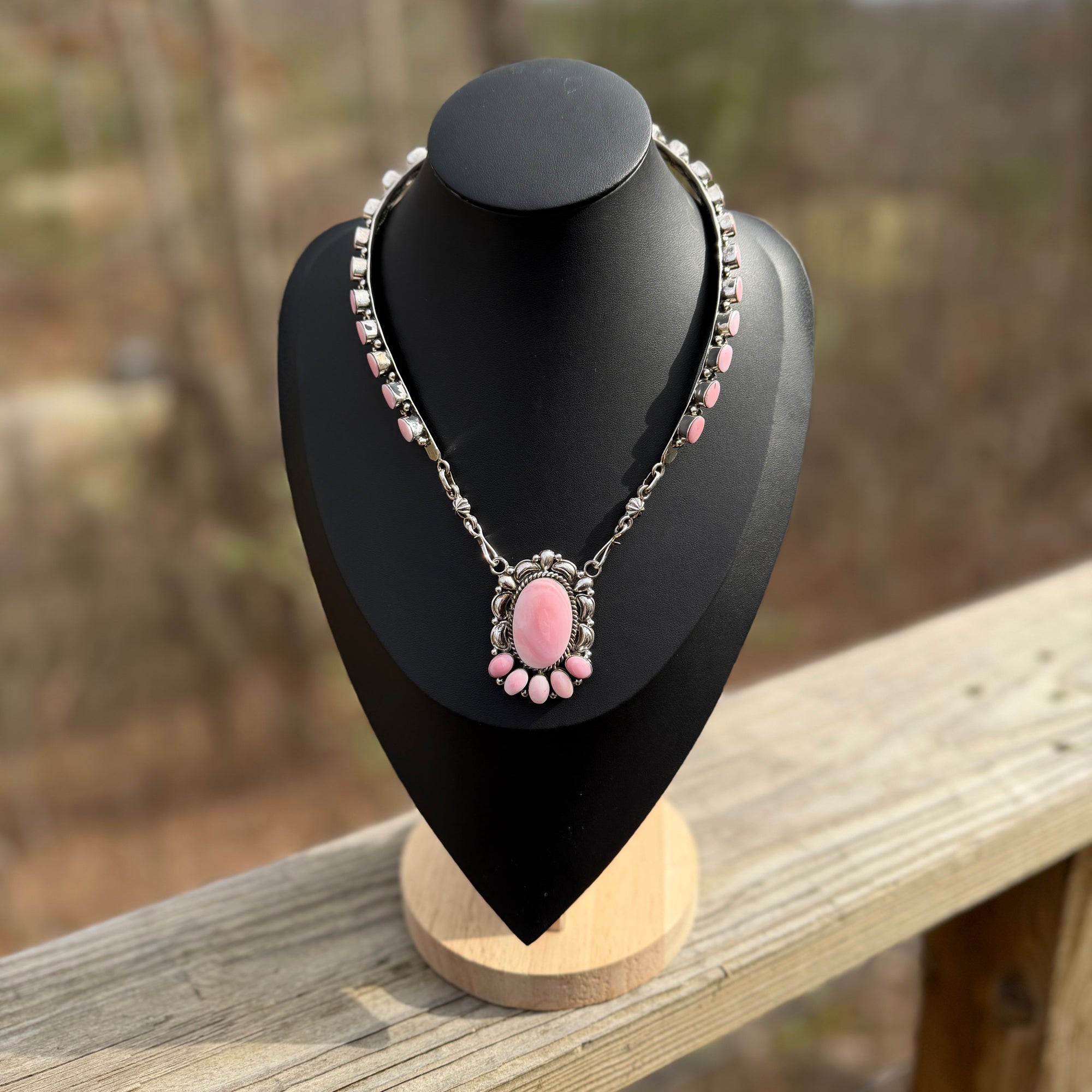 Pink Conch Solid Sterling Choker-Greg Yazzie