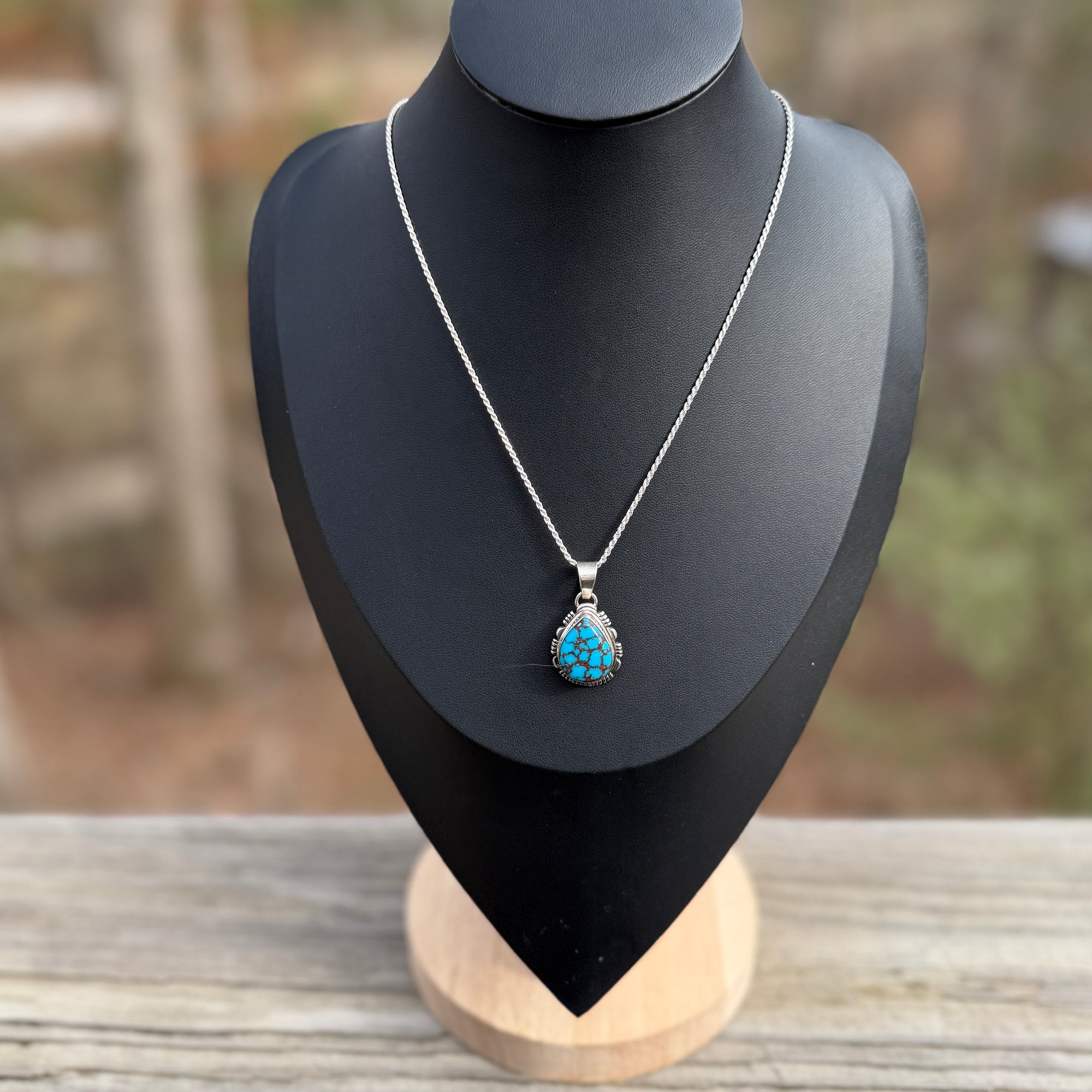 Spiderweb Turquoise Pendant Necklace – L. Yazzie