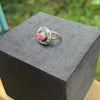 Hot Pink Fire Opal Horseshoe Ring — Sterling, Size 9