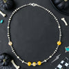 15.5" Bumblebee Jasper Necklace w/ Patterned Pearls