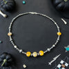 15.5" Bumblebee Jasper Necklace w/ Patterned Pearls