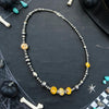 15.5" Bumblebee Jasper Necklace w/ Patterned Pearls