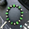 5.75" Emerald Jade & Black Onyx Stretch Bracelet