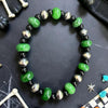 5.75" Emerald Jade & Black Onyx Stretch Bracelet