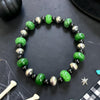 5.75" Emerald Jade & Black Onyx Stretch Bracelet