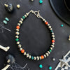 7" Black Emerald & Nectar Fire Opal T-Bar Bracelet