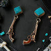 Kingman Turquoise Pistol Dangle Earrings-BRUCE CHEE
