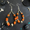 2.5" Black Onyx & Orange Spiny Earrings