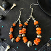 2.5" Black Onyx & Orange Spiny Earrings