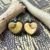 Vintage Native Nez Baltic Amber & Opal Heart Earrings | 1"
