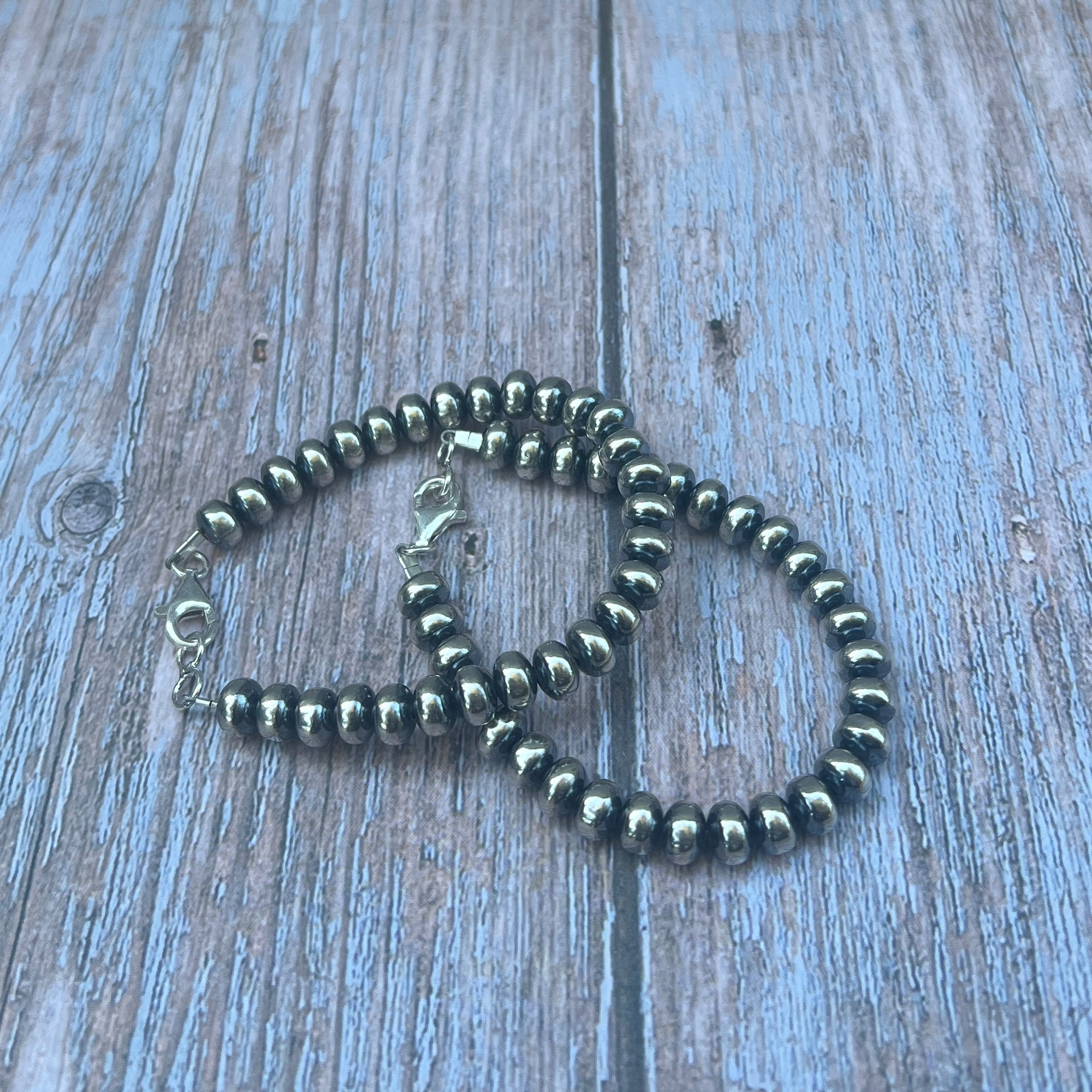 8mm Rondel Sterling 7.5" Bracelet