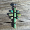 Dan Dodson Green Kingman Cross Cluster Pendant Sterling Silver | Signed