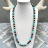 25" 10mm Turquoise & Sterling Pearl Native Strung Necklace