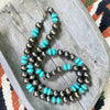 25" 10mm Turquoise & Sterling Pearl Native Strung Necklace