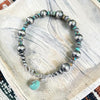 7.75" Hubi Turquoise & Sterling Pearl Lobster Clasp Bracelet