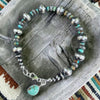 7.75" Hubi Turquoise & Sterling Pearl Lobster Clasp Bracelet