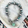 7" Hubi Turquoise & Sterling Pearl T-Clasp Bracelet