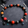 6" Black Onyx & Orange Sea Sediment Jasper Stretch Bracelet