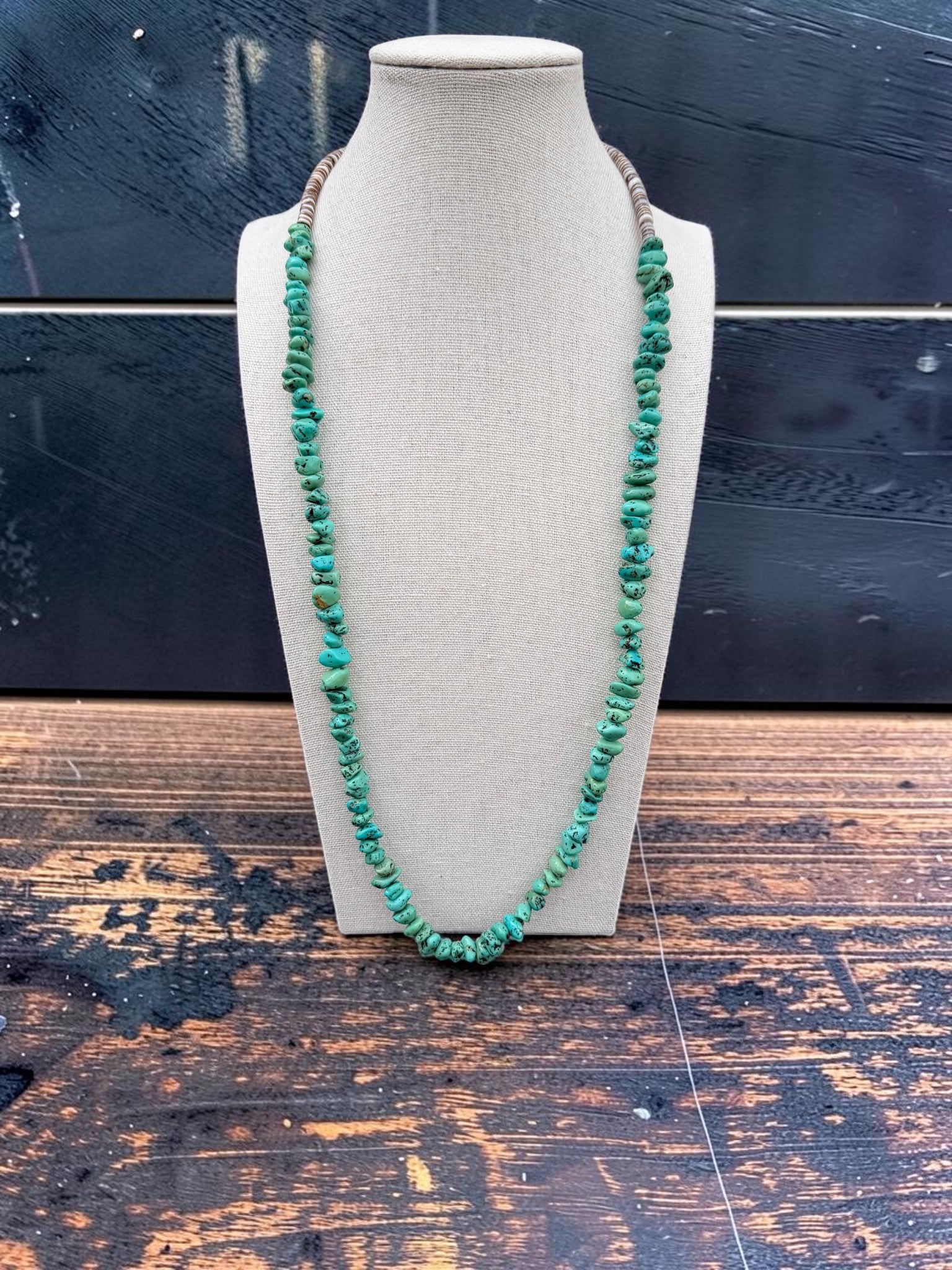 Vintage Native Made Wampum & Turquoise Nugget Necklace