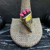 Hematite Bolt & Pink Fire Opal Ring — Size 9.5