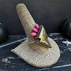 Hematite Bolt & Pink Fire Opal Ring — Size 9.5