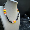 Black Onyx & Candy Corn Necklace — 16"