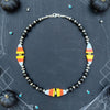 Black Onyx & Candy Corn Necklace — 16"