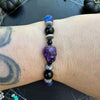 Black Onyx & Purple Galaxy Skull Stretch Bracelet — 6"