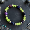 Purple Galaxy & Neon Green Jade Stretch Bracelet — 6.75"