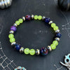 Purple Galaxy & Neon Green Jade Stretch Bracelet — 6.75"