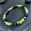Purple Galaxy & Neon Green Jade Stretch Bracelet — 6.75"