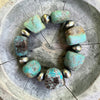Natural Blue Moon Turquoise Nugget Stretch Bracelet — 6.25"