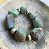 Natural Blue Moon Turquoise Nugget Stretch Bracelet — 6.25"