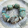 Natural Blue Moon Turquoise Nugget Stretch Bracelet — 6.25"