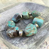 Natural Blue Moon Turquoise Nugget Stretch Bracelet — 6.25"