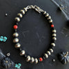 Black Onyx & Fire Opal T-Clasp Bracelet — 7.5"