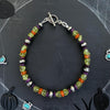 Ethiopian Fire Opal, Peridot & Lepidolite T-Clasp Bracelet — 7.25"