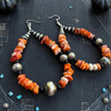 Black Onyx & Orange Spiny Jumbo Pearl Teardrop Earrings — 4"
