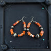 Black Onyx & Orange Spiny Jumbo Pearl Teardrop Earrings — 4"