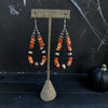 Black Onyx & Orange Spiny Jumbo Pearl Teardrop Earrings — 4"
