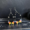 Black Onyx & Glass Candy Corn Earrings — 3.5"