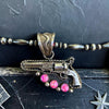 Running Bear Pink Fire Opal Pistol Pendant