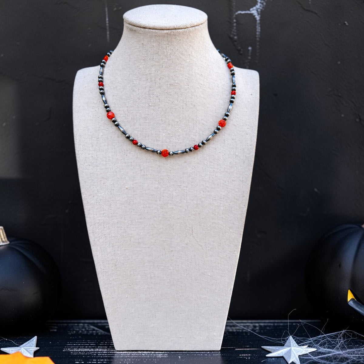 Crimson & Blood Orange Fire Opal Choker — 14.5" + 1.5" Extender