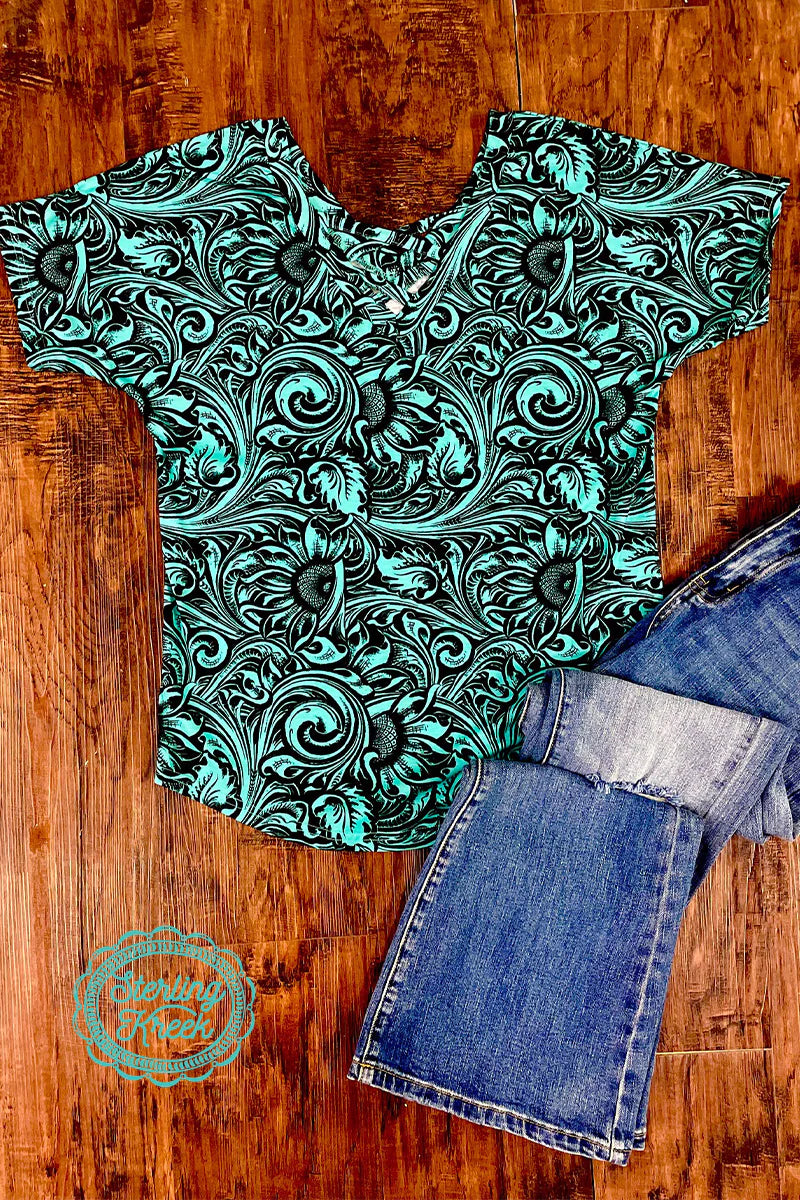 Tooled Turquoise Top
