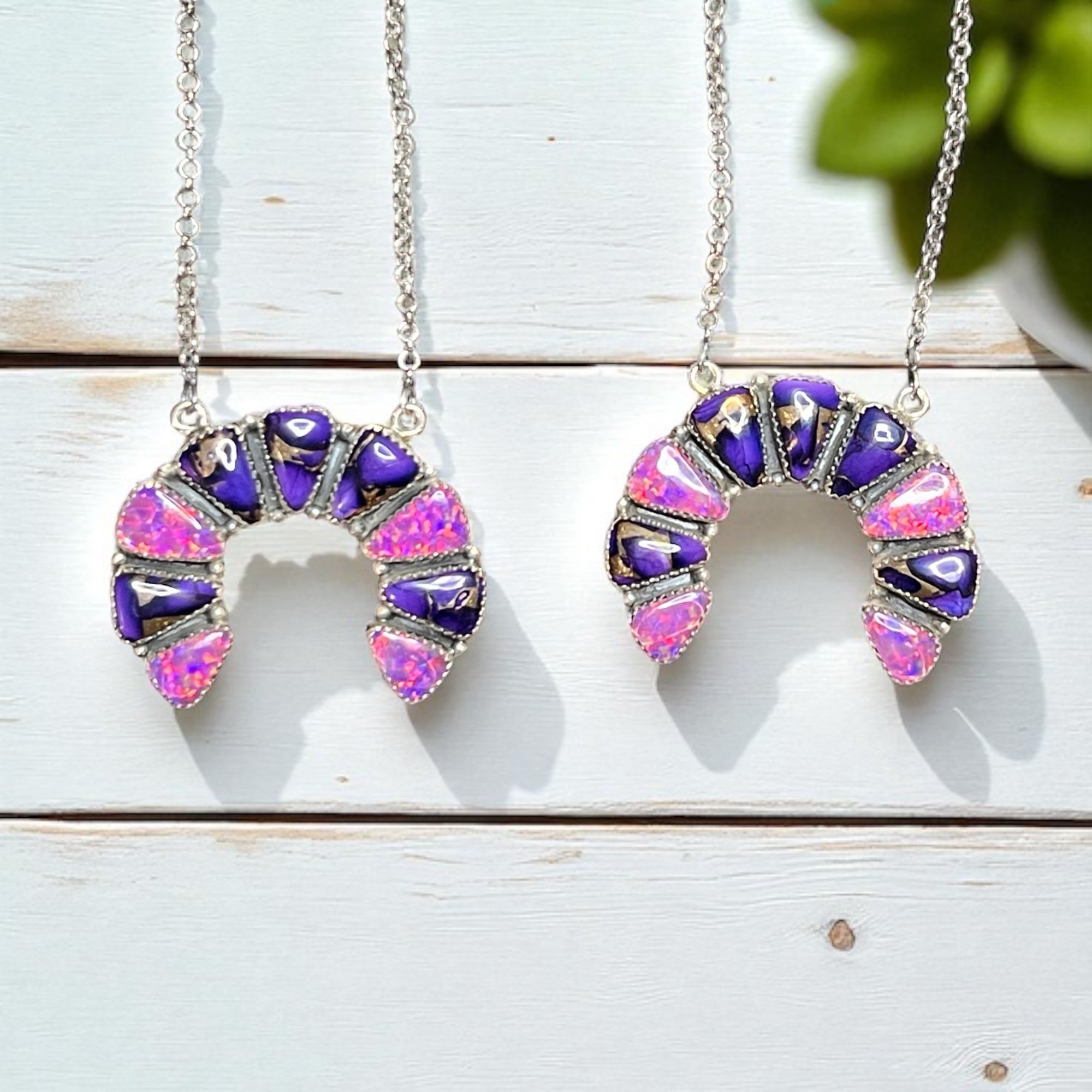 Grape Dahlia and Purple Fire Opal XL Naja Necklace