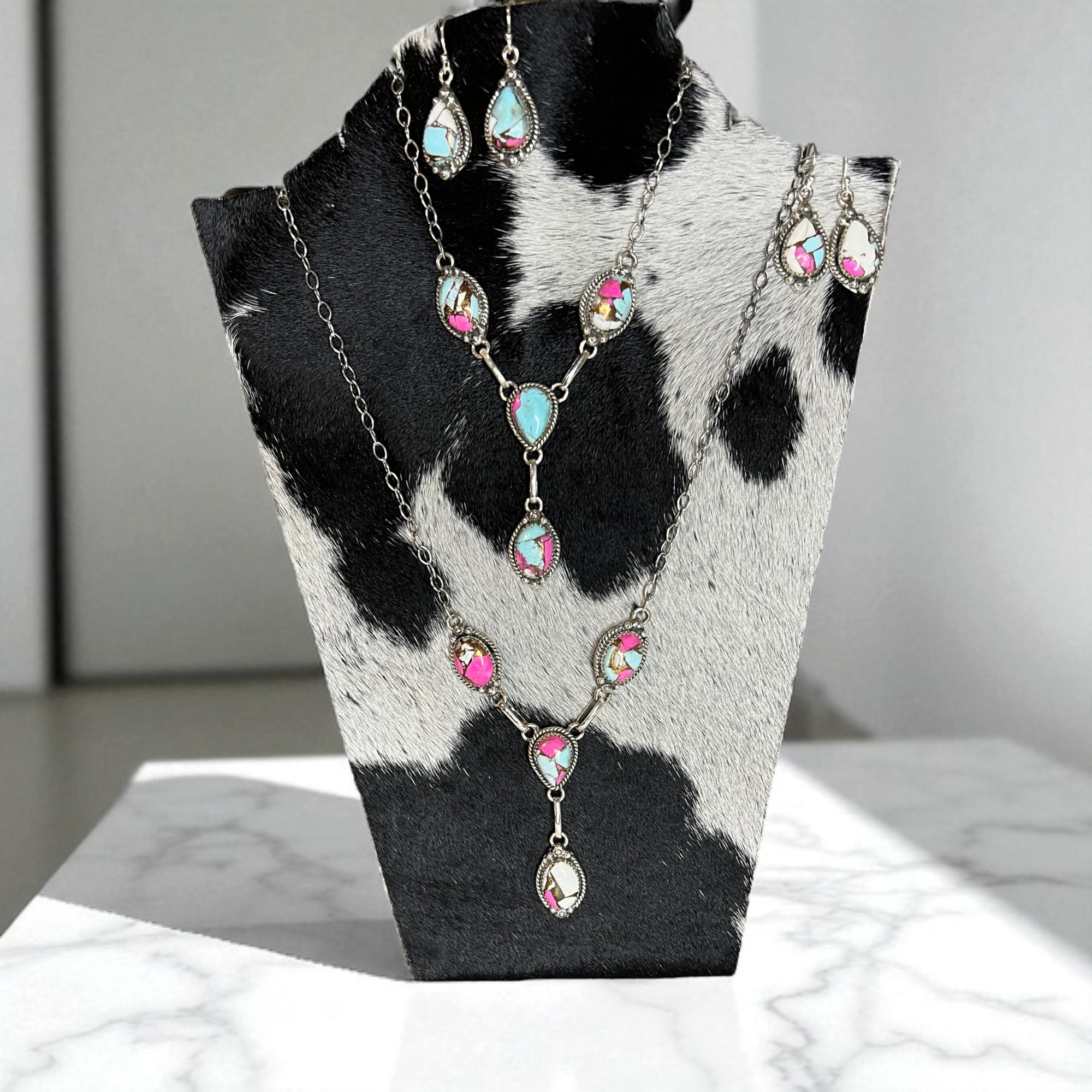 Cotton Candy Lariat Necklace Set