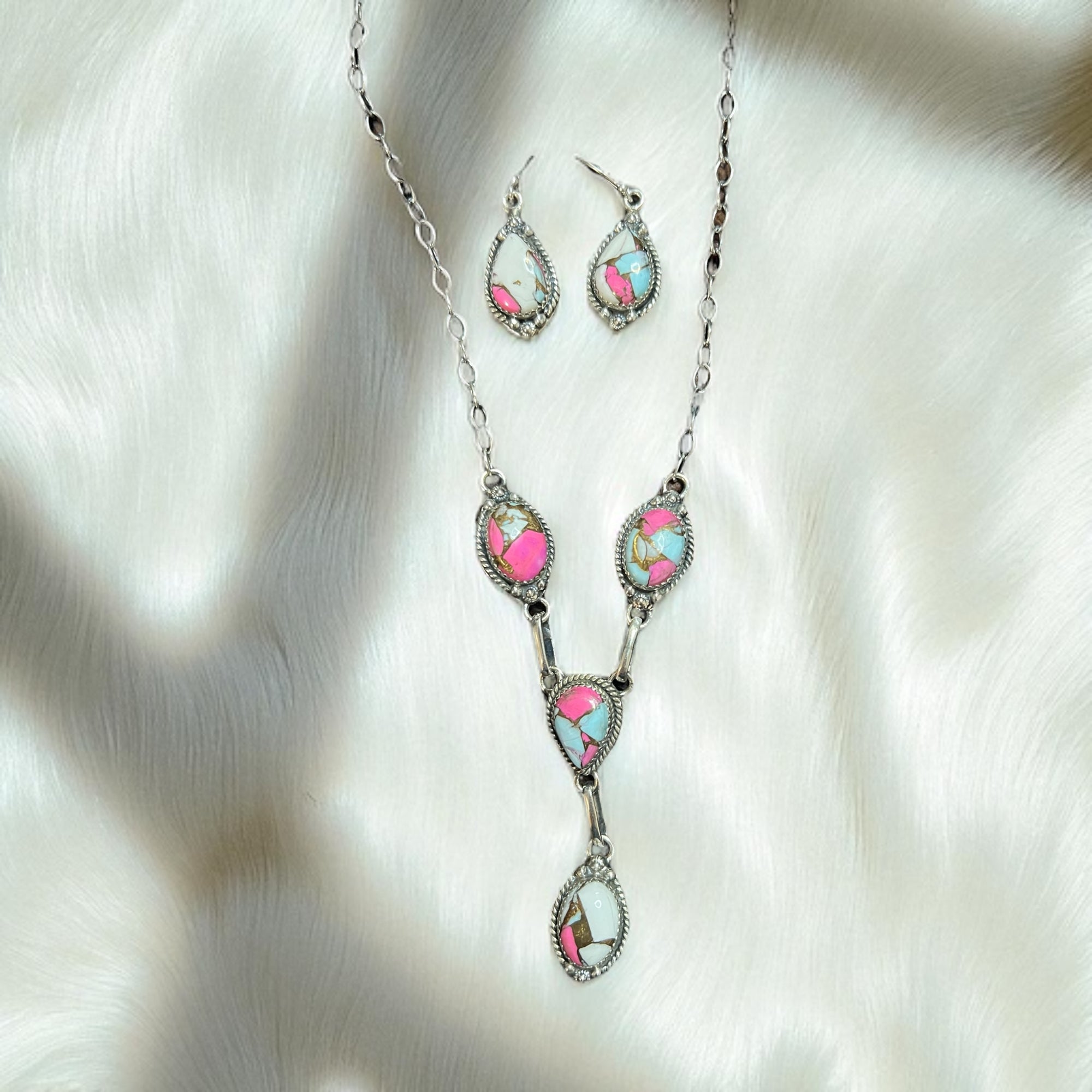 Cotton Candy Lariat Necklace Set